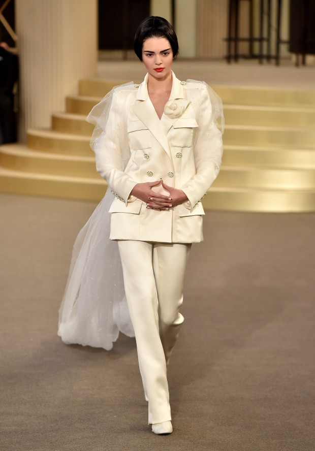 PARIS, FRANCE - JULY 07:  Kendall Jenner walks the runway during the Chanel show as part of Paris Fashion Week Haute Couture Fall/Winter 2015/2016 at the Grand Palais on July 7, 2015 in Paris, France.   (Photo by Gareth Cattermole/Getty Images)