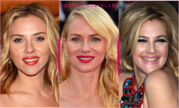 pink lipstick yellow teeth