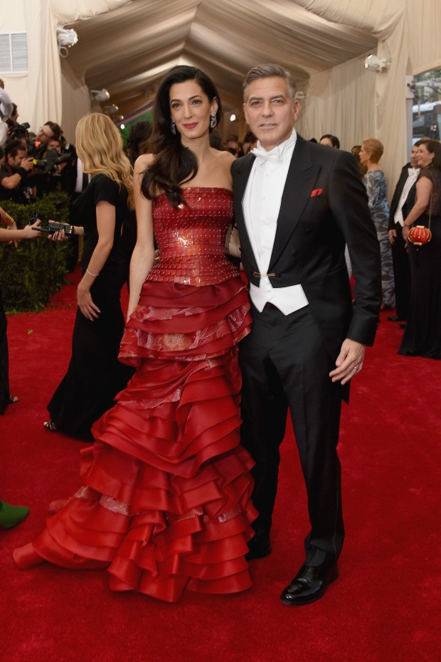 NEW YORK, NY - MAY 04:  Amal Clooney and George Clooney attend the "China: Through The Looking Glass" Costume Institute Benefit Gala at the Metropolitan Museum of Art on May 4, 2015 in New York City.  (Photo by Larry Busacca/Getty Images)