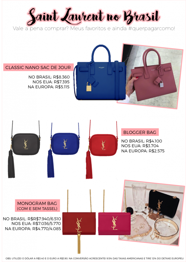 Preço Bolsa Yves Saint Laurent | Fashionismo
