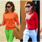11 Looks da Victoria Beckham de calça colorida Por Aí