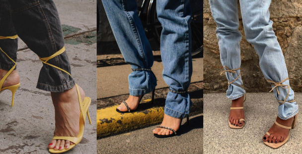 Truque de styling: sandália amarrada na calça